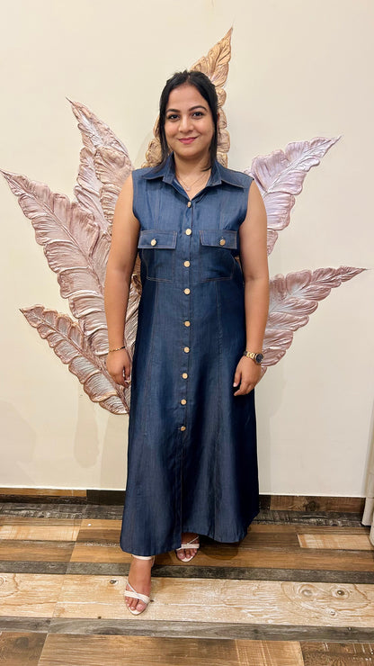 Urban Slit Denim Dress