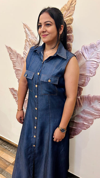 Urban Slit Denim Dress
