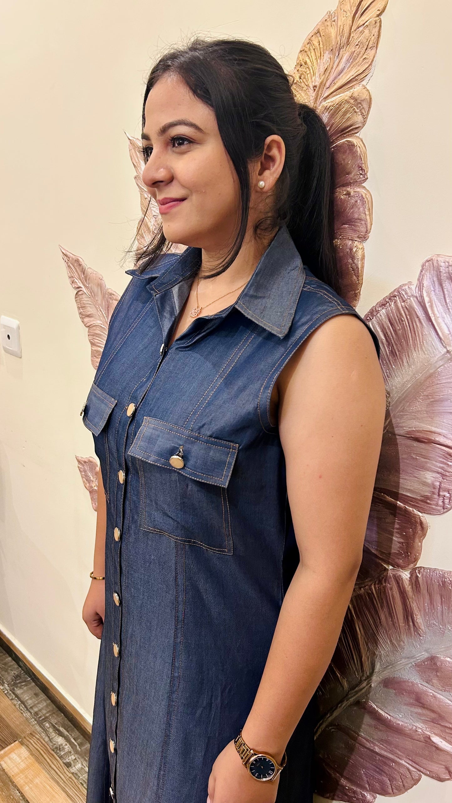 Urban Slit Denim Dress