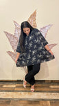 Monochrome Bloom Kurti: Relaxed-Fit Floral Tunic