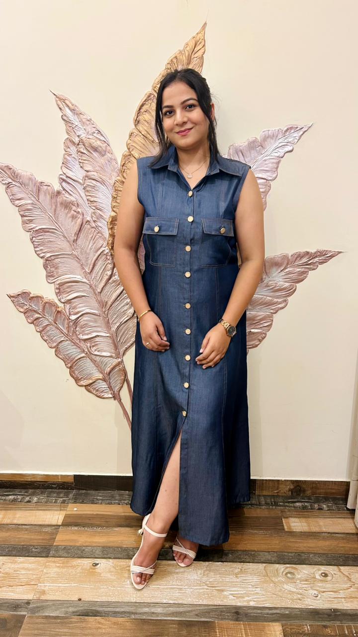 Urban Slit Denim Dress
