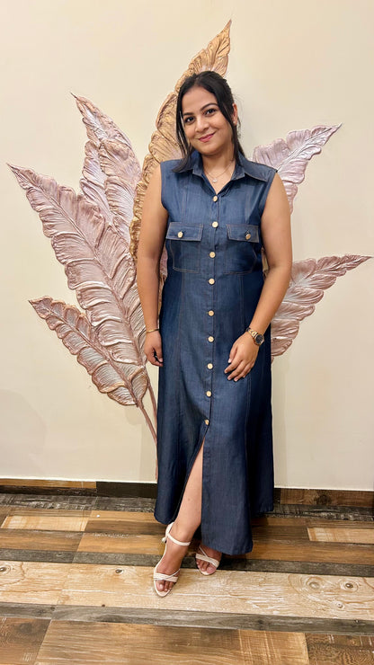 Urban Slit Denim Dress